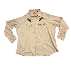 VTG H Bar C Western Button Up Shirt Sz XL